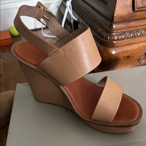 Tory Burch Tan Wedge Sandals with Slingback